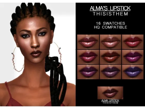 Alpha Almas Lipstick by thisisthem - The Sims 4 Custom Content