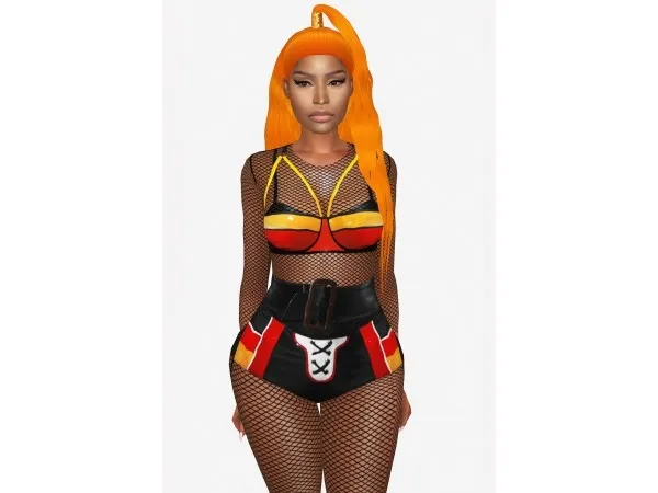Alpha Nicki Minaj bra and bottom with mesh bodysuit by alecseycool - The Sims 4 Custom Content