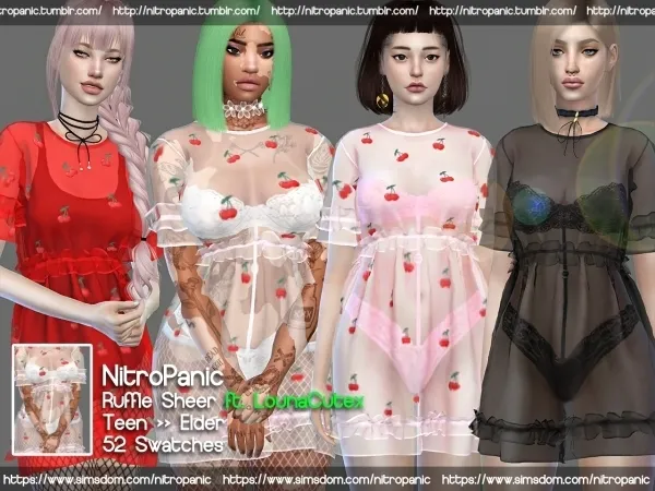 Alpha Ruffle Sheer ft LounaCutex (FullBody) - The Sims 4 Custom Content