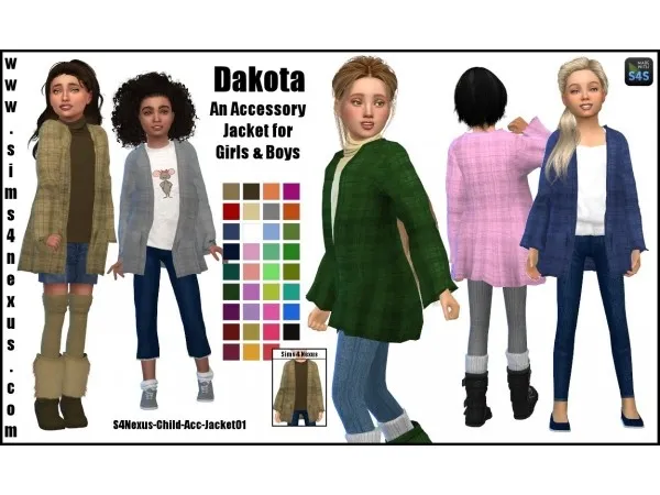 Alpha Dakota An Accessory Jacket for Girls Boys by sims4nexus - The Sims 4 Custom Content
