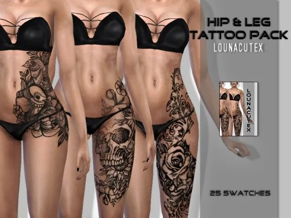 Mix HipLeg Tattoo Lounacutex - The Sims 4 Custom Content