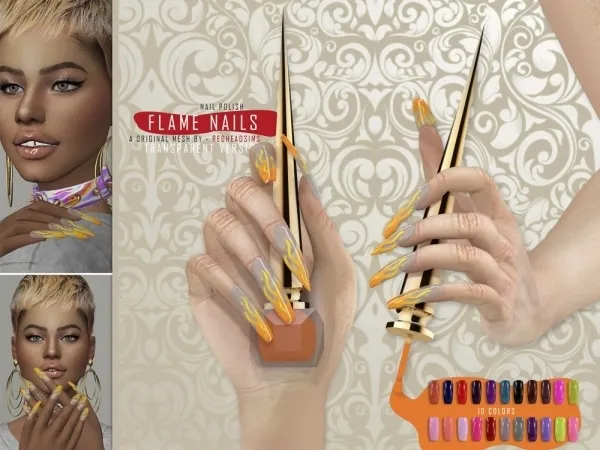 Alpha FLAME NAILS (TRANSPARENT VERSION) - The Sims 4 Custom Content