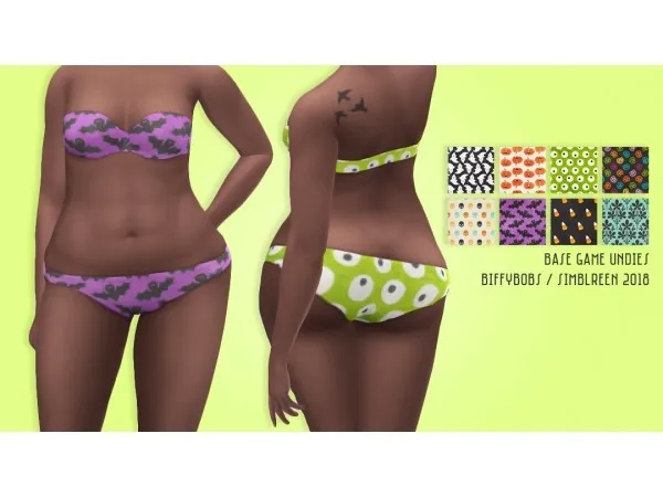 Maxis Match Base Game underwear with Halloween patterns by biffybobs - The Sims 4 Custom Content