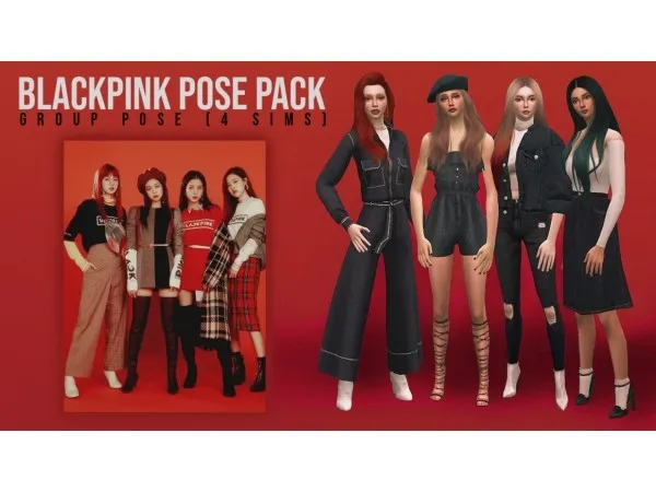 Alpha GROUP POSE BLACKPINK by lumusphy - The Sims 4 Custom Content