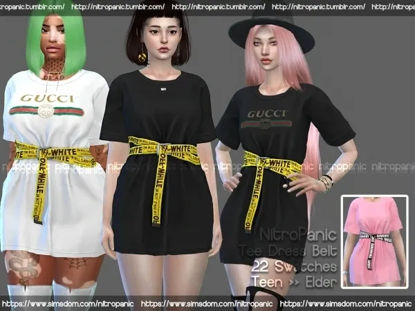 Alpha Tee Dress W Belt - The Sims 4 Custom Content