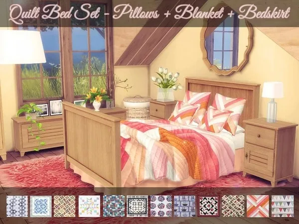 Maxis Match Quilt Bed Set by sooky - The Sims 4 Custom Content