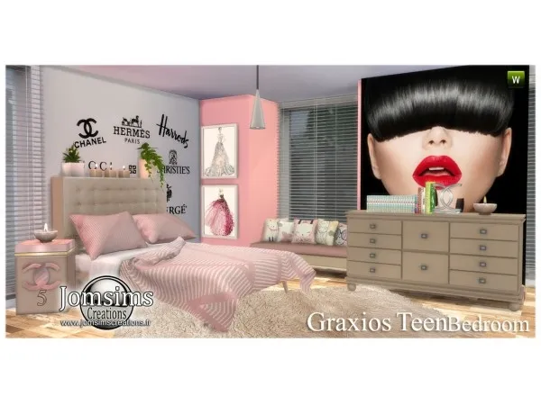 Alpha Graxios teen bedroom by jomsimscreations - The Sims 4 Custom Content