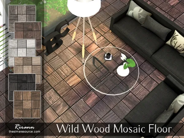 Alpha Wild Wood Mosaic Floor - The Sims 4 Custom Content