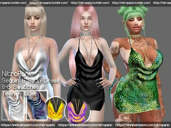 Alpha Satin Sequin Dress - The Sims 4 Custom Content
