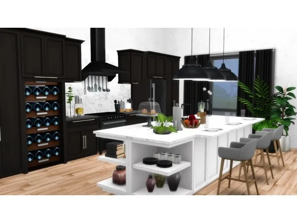 Maxis Match Mina Kitchen Contemporary Shaker Style Kitchen for ic by peacemaker - The Sims 4 Custom Content
