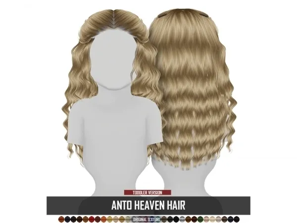 Alpha ANTO HEAVEN HAIR TODDLER VERSION by redheadsims - The Sims 4 custom content