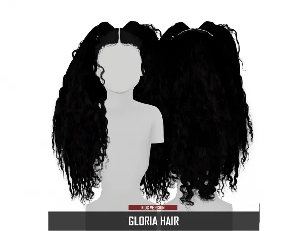 Alpha GLORIA HAIR KIDS VERSION by redheadsims - The Sims 4 custom content