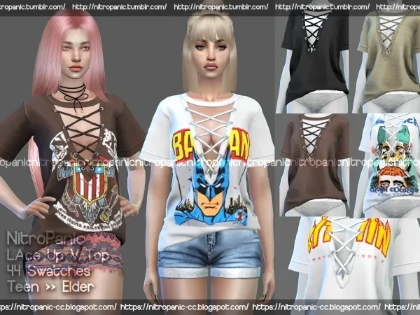 Alpha Lace Up V Top by nitropanic - The Sims 4 Custom Content