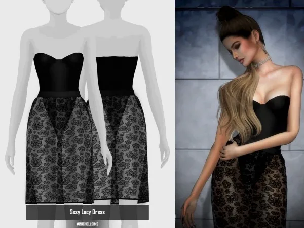Alpha RUCHELLSIMS Sexy Lacy Dress by ruchellsims - The Sims 4 Custom Content