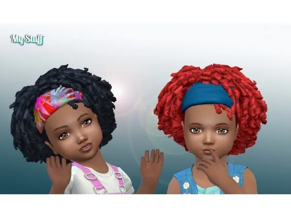 Maxis Match Tight Curls Bandana for Toddlers by zurkdesign - The Sims 4 Custom Content