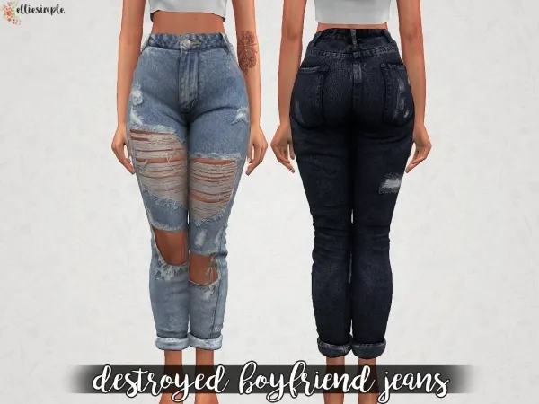 Alpha Elliesimple Destroyed Boyfriend Jeans - The Sims 4 Custom Content