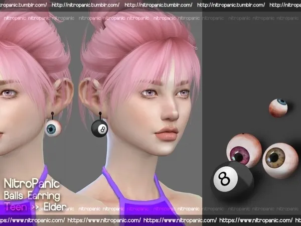 Alpha Balls Earring - The Sims 4 Custom Content
