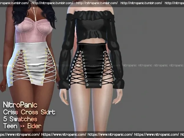 Alpha Criss Cross Skirt - The Sims 4 Custom Content