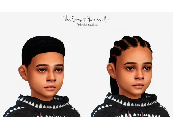 Alpha Hair 1 Afro recolor Base Game Compatible Hair 2 Braids Parenthood required by littletodds - The Sims 4 Custom Content
