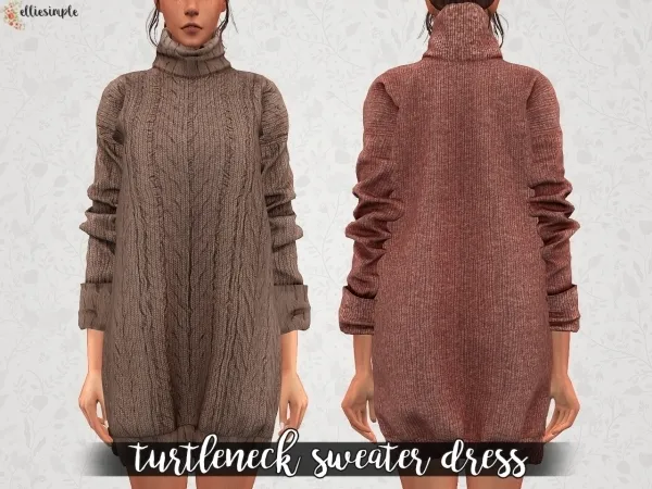 Alpha Elliesimple Turtleneck Sweater Dress - The Sims 4 Custom Content