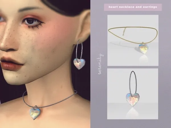Alpha Heart Necklace and Earrings - The Sims 4 Custom Content