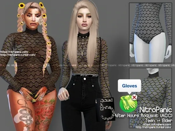 Alpha After Hours Bodysuit (as Accessory) by nitropanic - The Sims 4 custom content