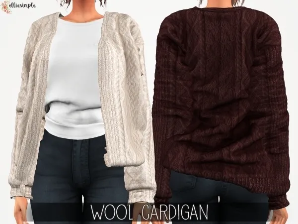 Alpha Elliesimple Wool Cardigan (Acc in bracelet category) - The Sims 4 Custom Content