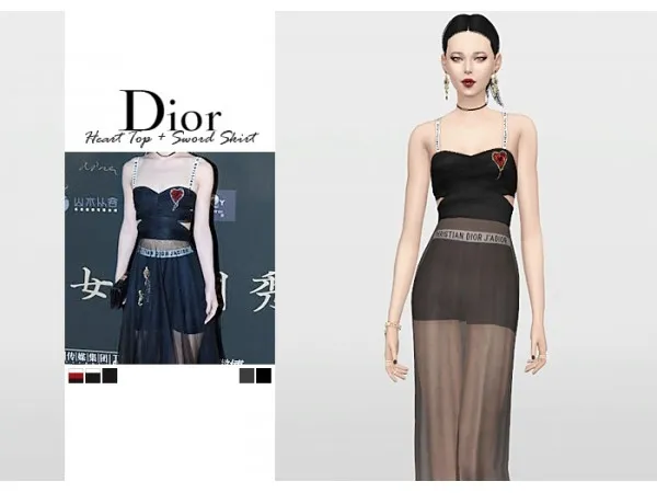 Alpha Dior Heart Top Dior Sword Skirt by waekey - The Sims 4 Custom Content