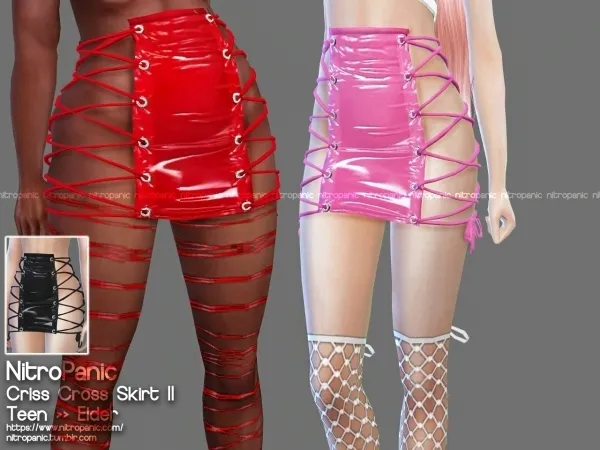 Alpha Criss Cross Skirt II - The Sims 4 Custom Content