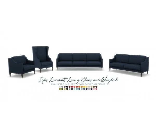 Maxis Match Paige Classical Seating Sofa Loveseat Armchair and Wingback ic by peacemaker - The Sims 4 Custom Content