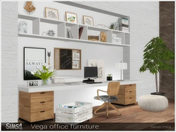 Alpha Vega office furniture - The Sims 4 Custom Content