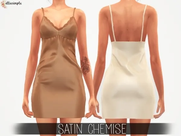 Alpha Elliesimple Satin Chemise - The Sims 4 Custom Content