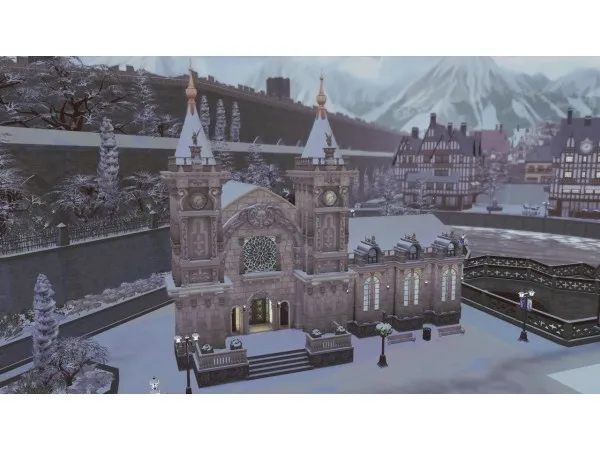 Maxis Match Christmas church by ronniescorner No CC - The Sims 4 Custom Content
