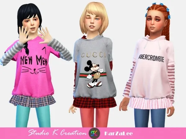 Alpha Secret Pink T02 hoodie sweatshirt for child toddlers k creation by studio - The Sims 4 Custom Content