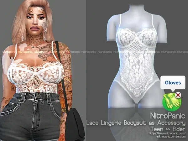 Alpha Lace Lingerie Bodysuit (as Accessory) Updated by nitropanic - The Sims 4 Custom Content