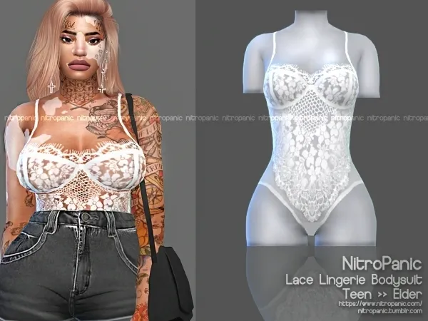 Alpha Lace Lingerie Bodysuit (TOP) Updated - The Sims 4 Custom Content