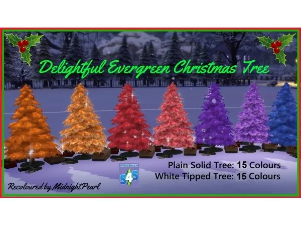 Maxis Match Delightful Evergreen Holiday Tree 15 Colours by wendy35pearly - The Sims 4 Custom Content