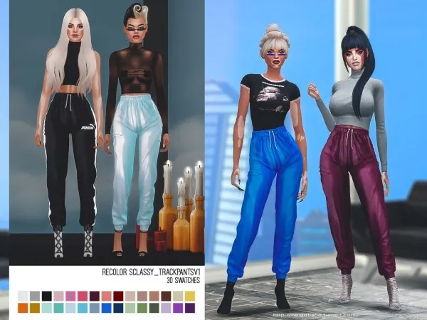 Mix [helgatisha] Recolor SCLASSY Track Pants v1 - The Sims 4 Custom Content