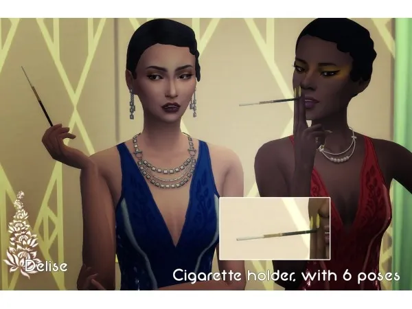 Maxis Match Cigarette holder and its pack of poses sims by delis - The Sims 4 Custom Content