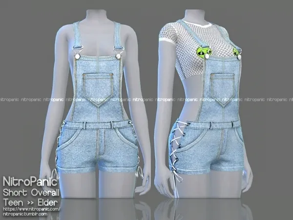 Alpha Short Overall (FullBody) by nitropanic - The Sims 4 custom content