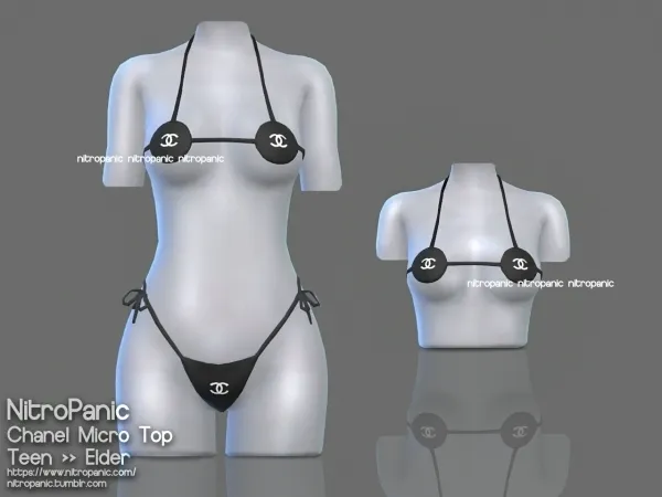 Alpha Chanel Micro Top by nitropanic - The Sims 4 Custom Content
