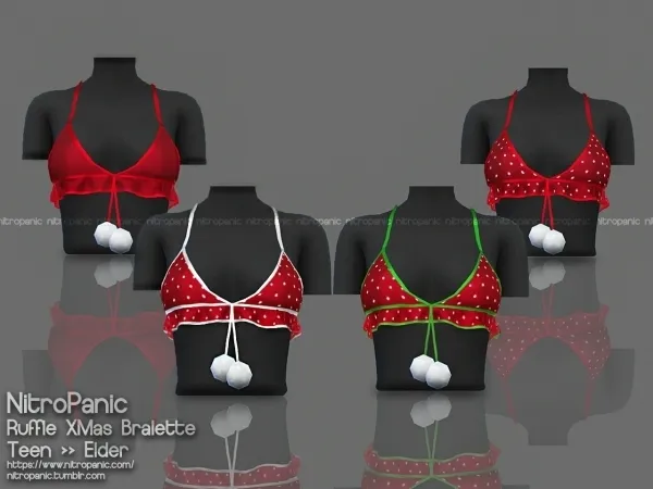 Alpha Ruffle XMas Bralette - The Sims 4 Custom Content