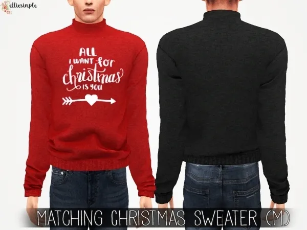 Alpha Elliesimple Matching Christmas Sweater (M) - The Sims 4 Custom Content