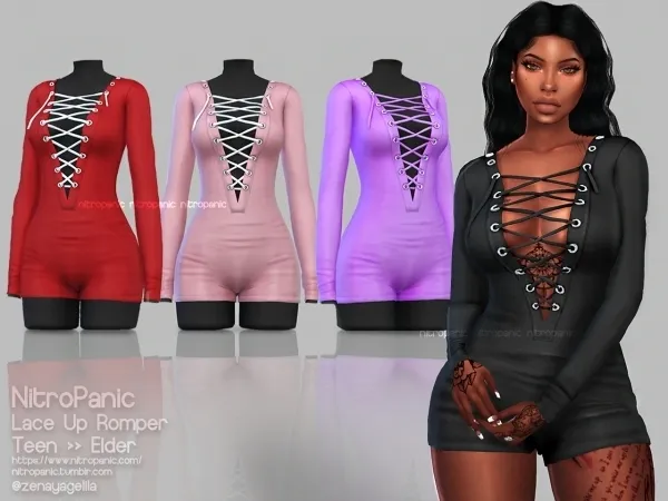 Alpha Lace up Romper - The Sims 4 Custom Content