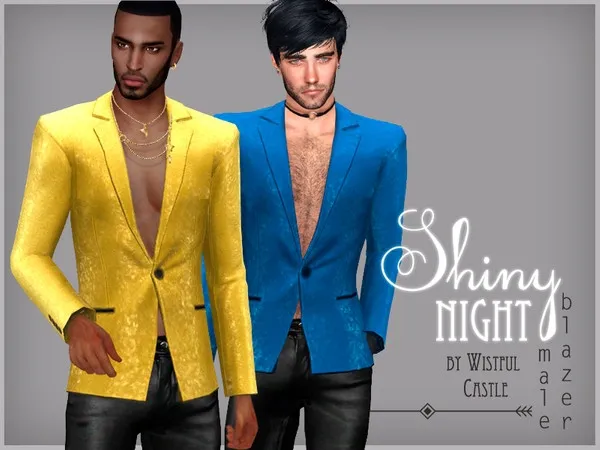 Alpha Shiny Night male blazer - The Sims 4 Custom Content