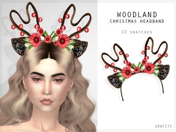 Alpha Woodland Christmas Headband - The Sims 4 Custom Content