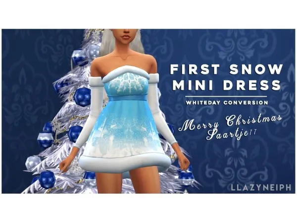 Alpha First Snow Mini Dress by llazyneiph - The Sims 4 Custom Content