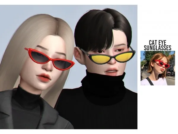 Maxis Match Casteru cat eye sunglasses - The Sims 4 Custom Content