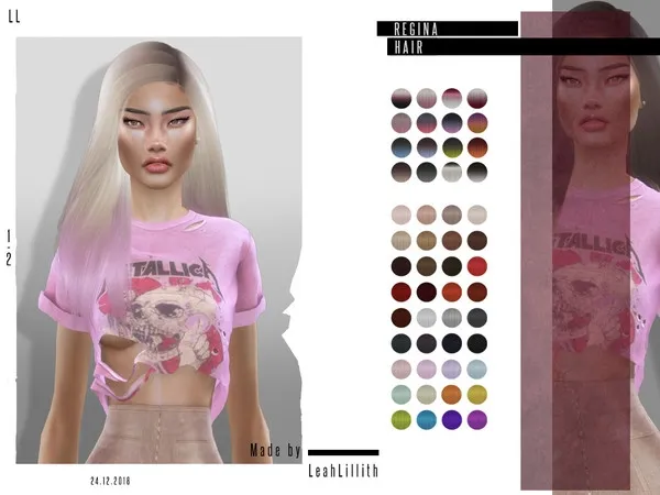 Alpha LeahLillith Regina Hair by thesimsresource - The Sims 4 Custom Content