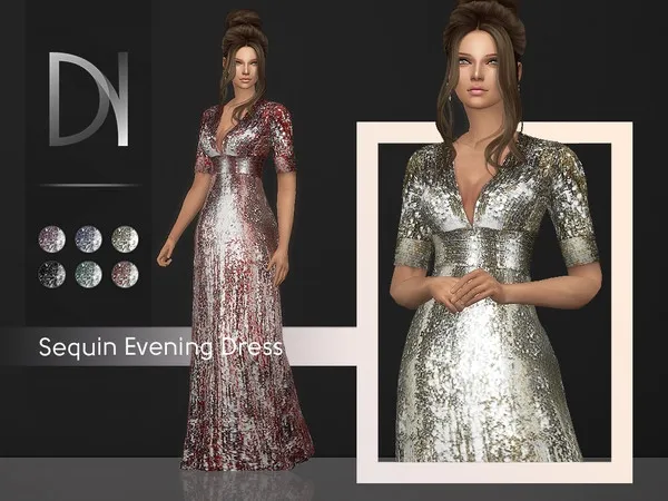 Alpha Sequin Evening Dress - The Sims 4 Custom Content